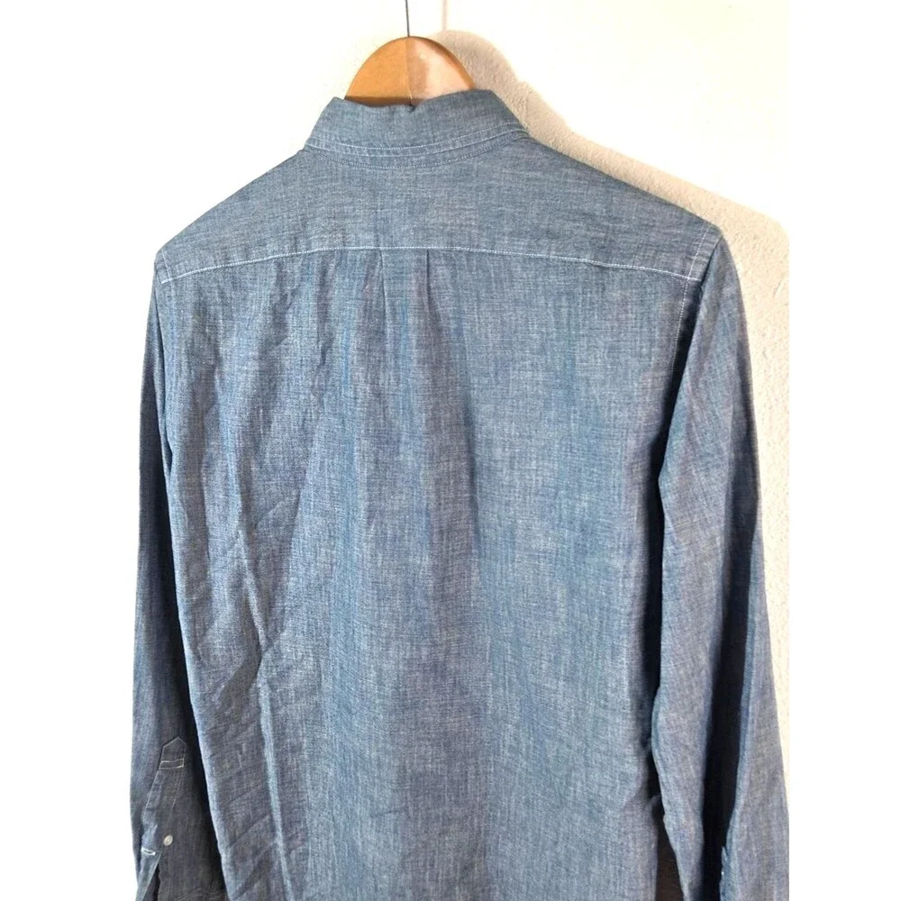 J.Crew Slim Chambray Button Front Shirt Men’s Small Blue Cotton Long Sleeve